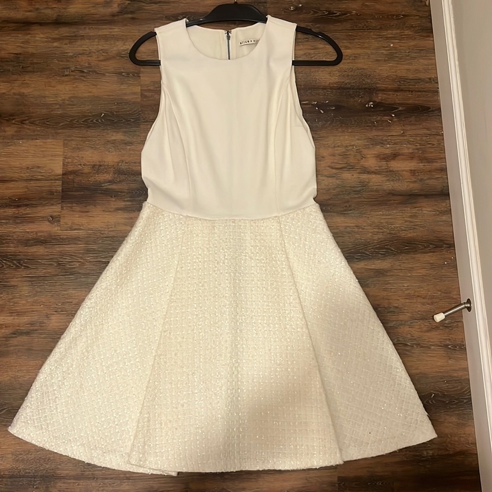 White tweed, Alice + Olivia dress